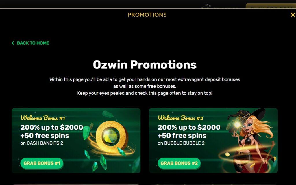 Ozwin Casino Bonus