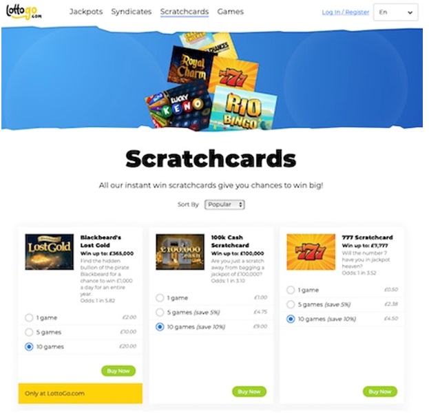 Play online scratch cards at Lotto Go Australia