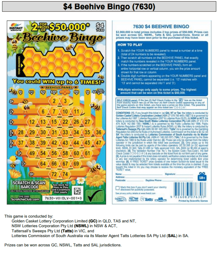 Scratch card game rules